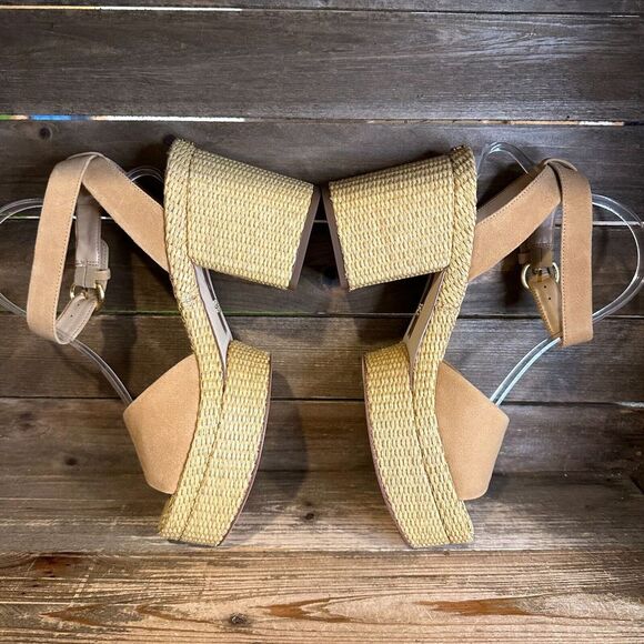 New NIB Womens Sam Edelman Immie Ankle Strap Tan Suede Heeled Sandals Size 9.5 M - Picture 4 of 6